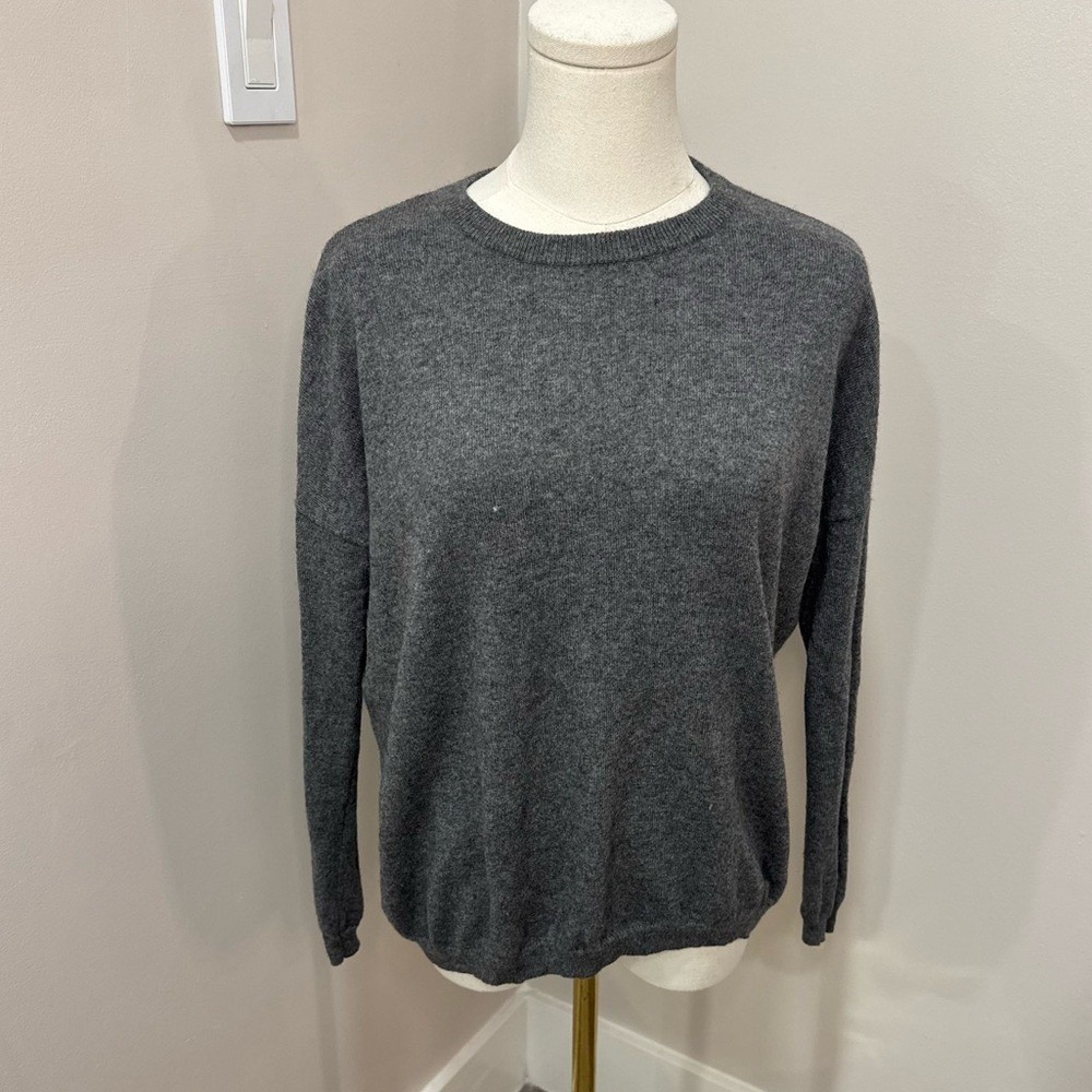 Jac + Jack long sleeve crew neck long sleeve 100% cashmere sweater grey small - Picture 2 of 8